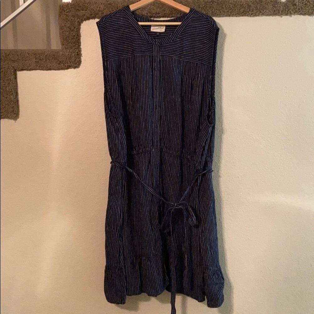 Striped Denim Button-Down Midi-Dress ✨Plus-Size✨